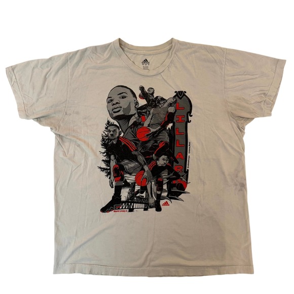 Adidas Damian Lillard Crazy 8 Graphic T-Shirt Men's XL White Basketball Promo - Picture 1 of 7
